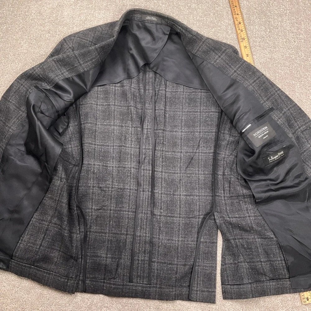 Nordstrom Blazer Mens 40R Gray Plaid Tollegno 1900  Trim Fit Italian Wool Jacket